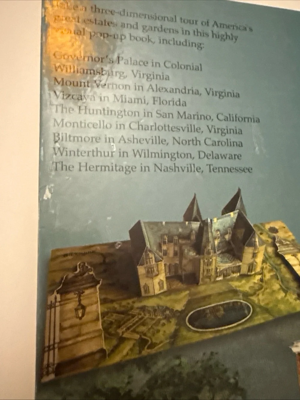 Great American Houses and Gardens Pop-Up Book - Blue/Gold Cover